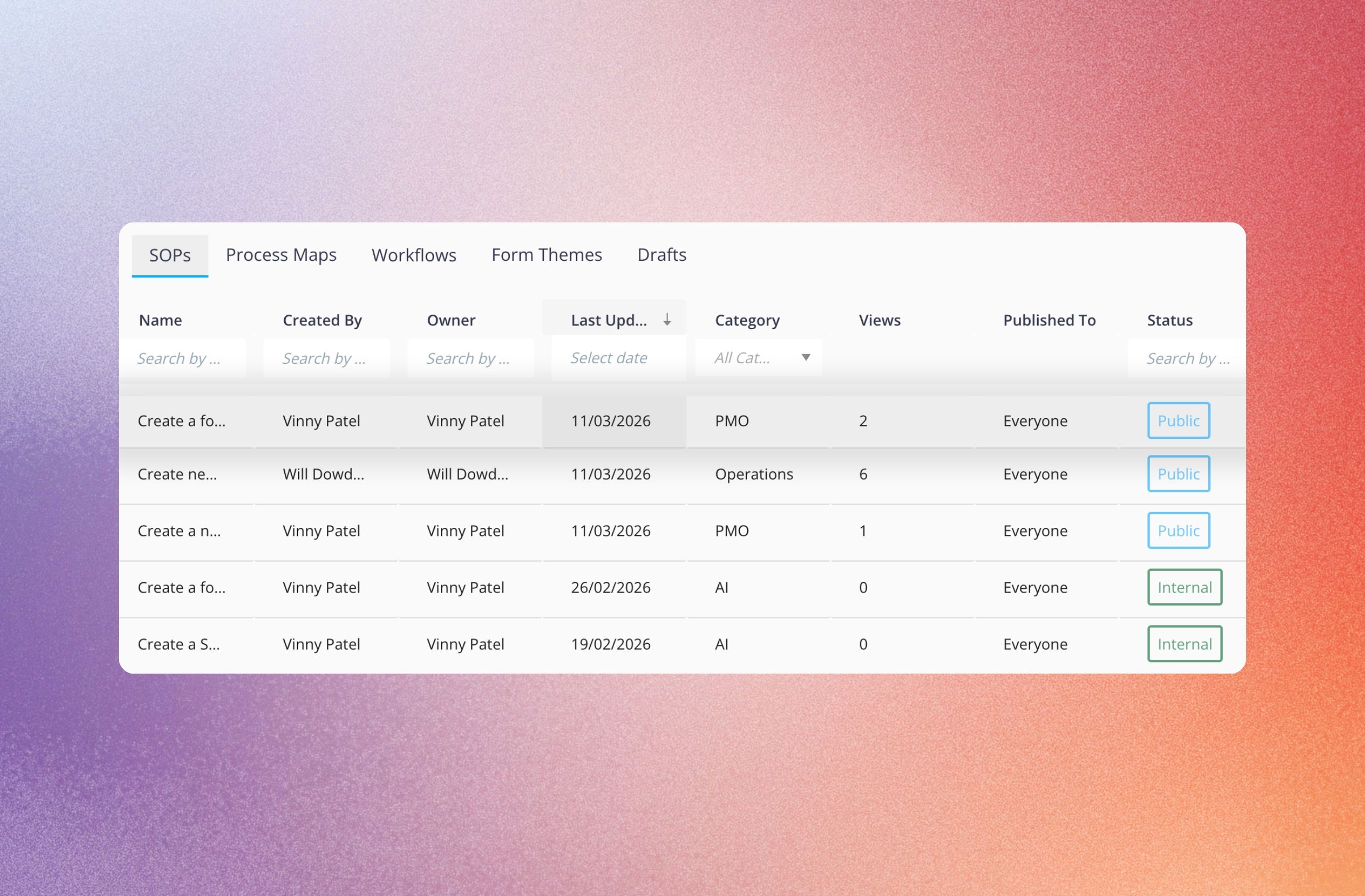 Flowingly SOP library and searchable workspace